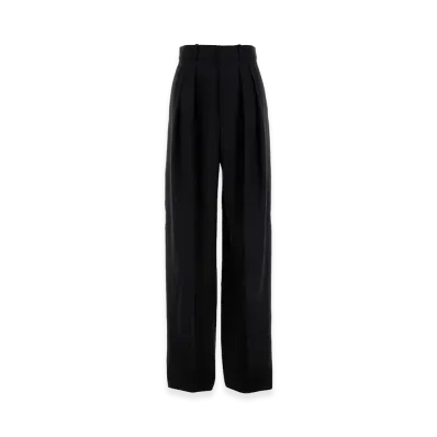 Saint Laurent Women's Wool Wide-Leg Pant "Black"