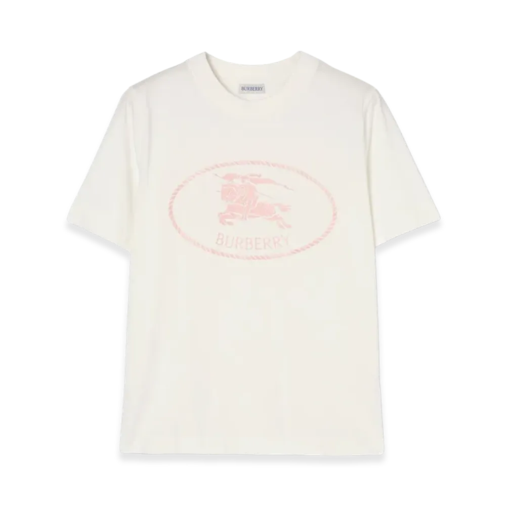 Burberry Women's Knight Stamp Cotton Tee "Chalk White/Mallow Pink"