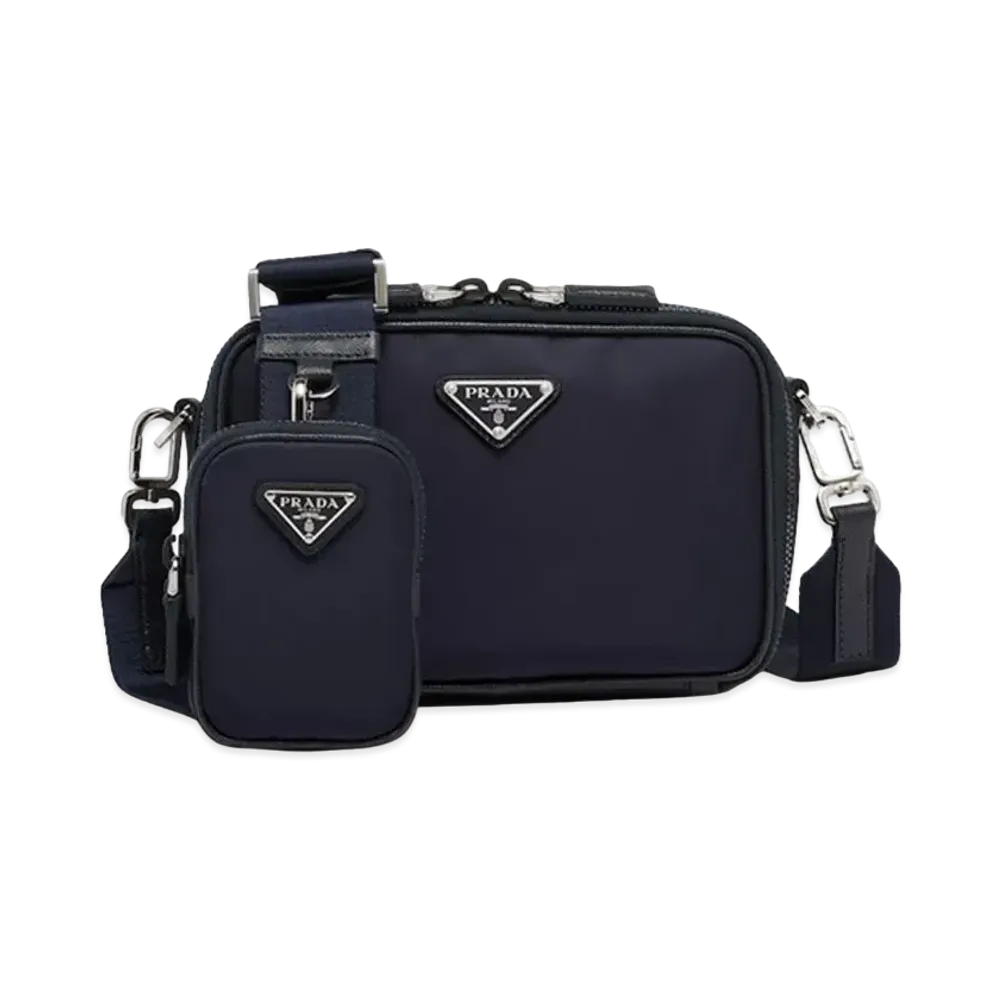 PRADA Brique Re-Nylon Saffiano Leather Bag "Navy"