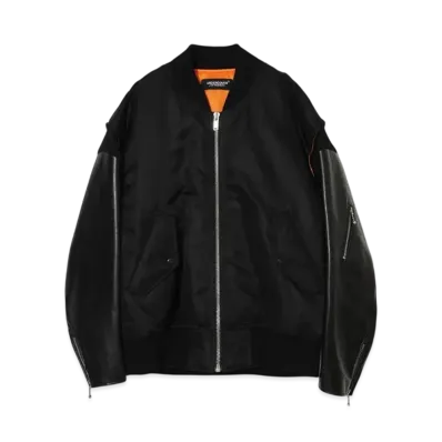 UNDERCOVER Leather Sleeve Nylon MA-1 "Black"