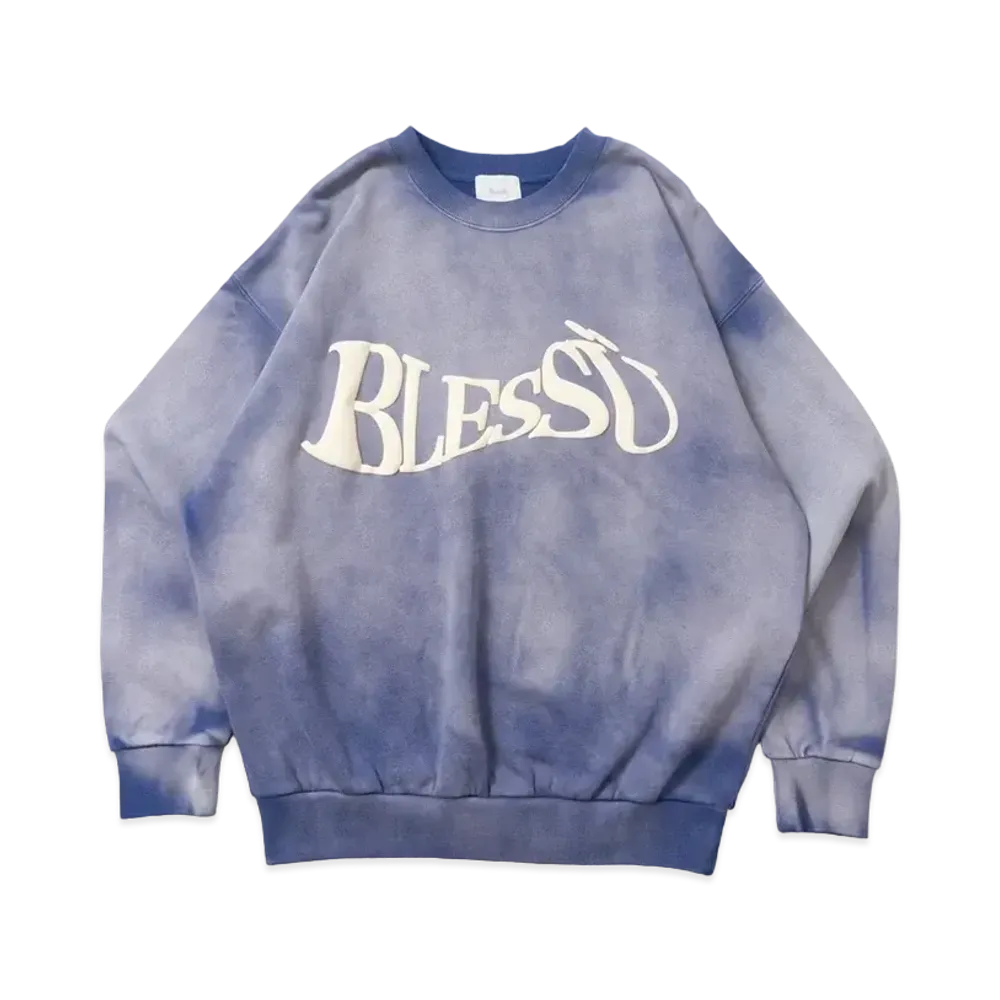 BLESS U BU Wave Logo Sweat "Blue"