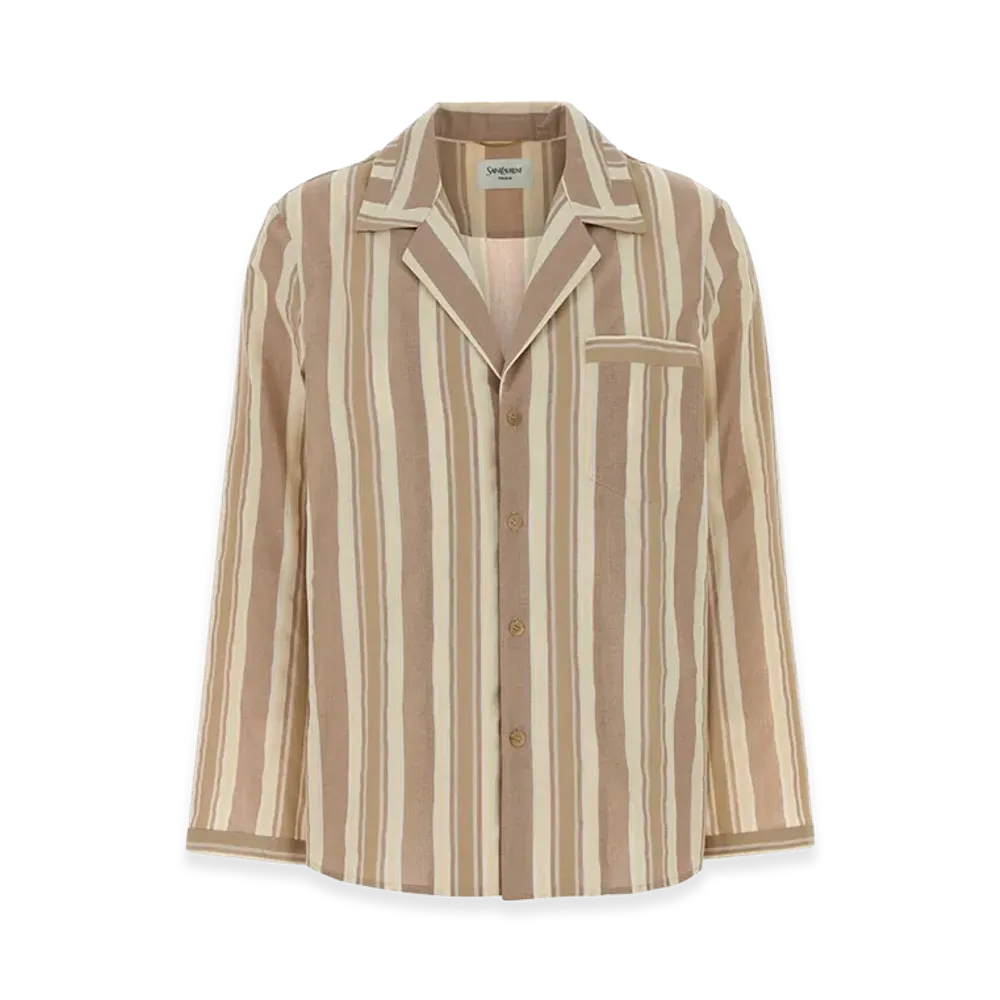 Saint Laurent Women's Embroidered Cotton Shirt "Beige"