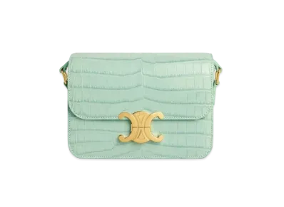 CELINE Teen Triomphe Bag In Crocodile "Vert de Gris"