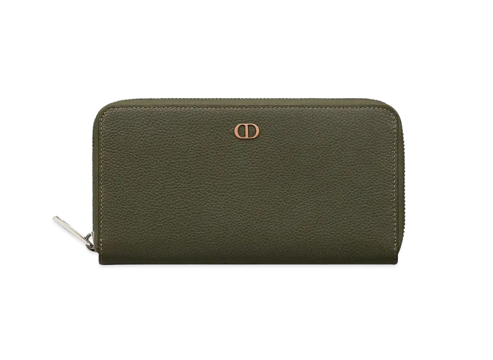 Dior Long Zip Wallet CD Icon Grained Calfskin "Olive"