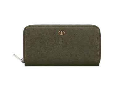 Dior Long Zip Wallet CD Icon Grained Calfskin "Olive"