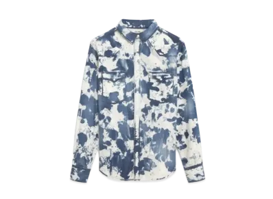CELINE Loose Western Shirt / Bleached Denim "Camouflage Bleach Wash"