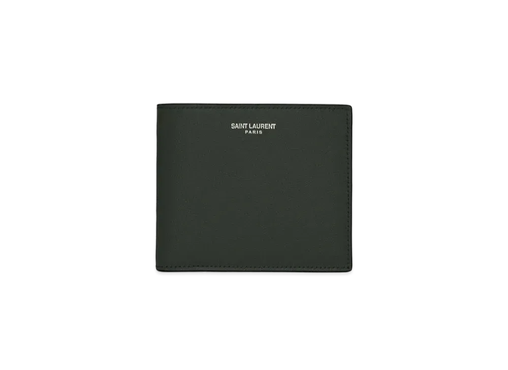 SAINT LAURENT East/West Wallet In Grain De Poudre Embossed Leather "Dark Green"