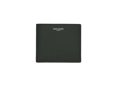SAINT LAURENT East/West Wallet In Grain De Poudre Embossed Leather "Dark Green"