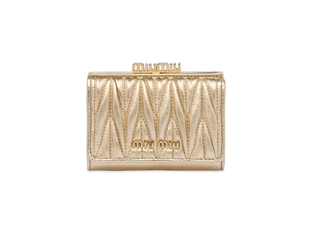 MIU MIU Small Matelasse Nappa Leather Wallet "Platinum"