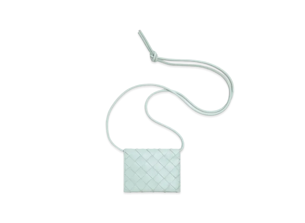 Bottega Veneta Card Case On Strap "Teal Washed"
