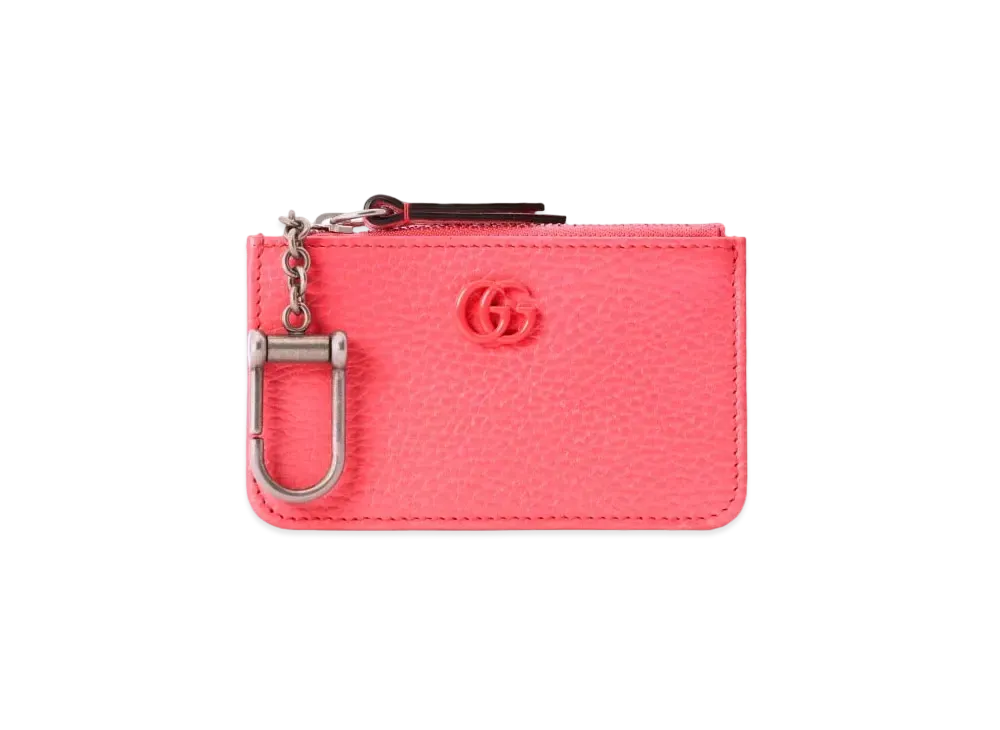GUCCI Double G Key Chain Card Case "Coral Pink"