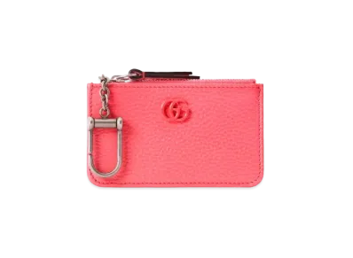 GUCCI Double G Key Chain Card Case "Coral Pink"