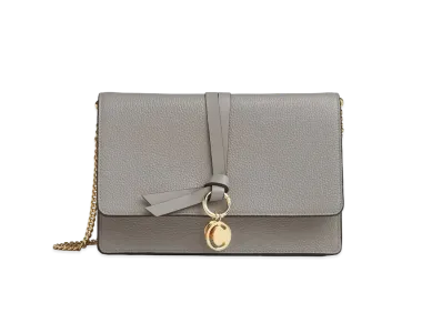 Chloe Alphabet Clutch Bag In Grained & Smooth Calfskin "Grey"