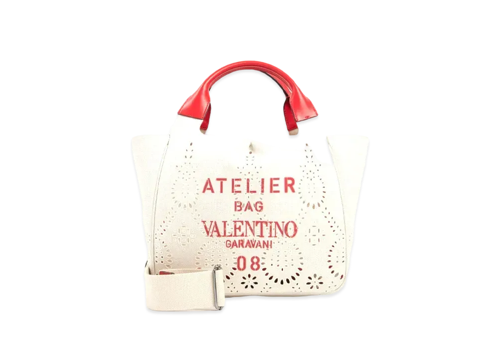 Valentino Medium Garavani 08 San Gallo Edition Atelier Tote Bag In Canvas "Natural"