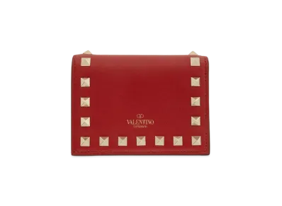 Valentino Rock Studs Grain Calfskin Small Wallet "Blossom"