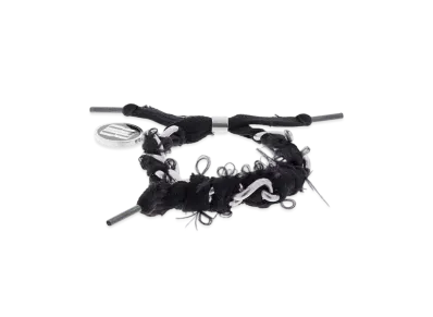 BALENCIAGA Nano Lace Bracelet "Antique Silver/Black"