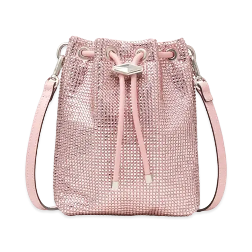 Jimmy Choo Cinch Mini Satin Crystal Mini Bag "Rose/Antique Silver"