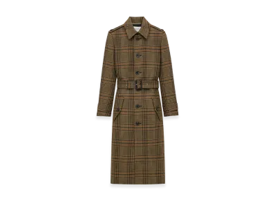 Saint Laurent Women's Prince Of Wales Wool Coat "Brown"