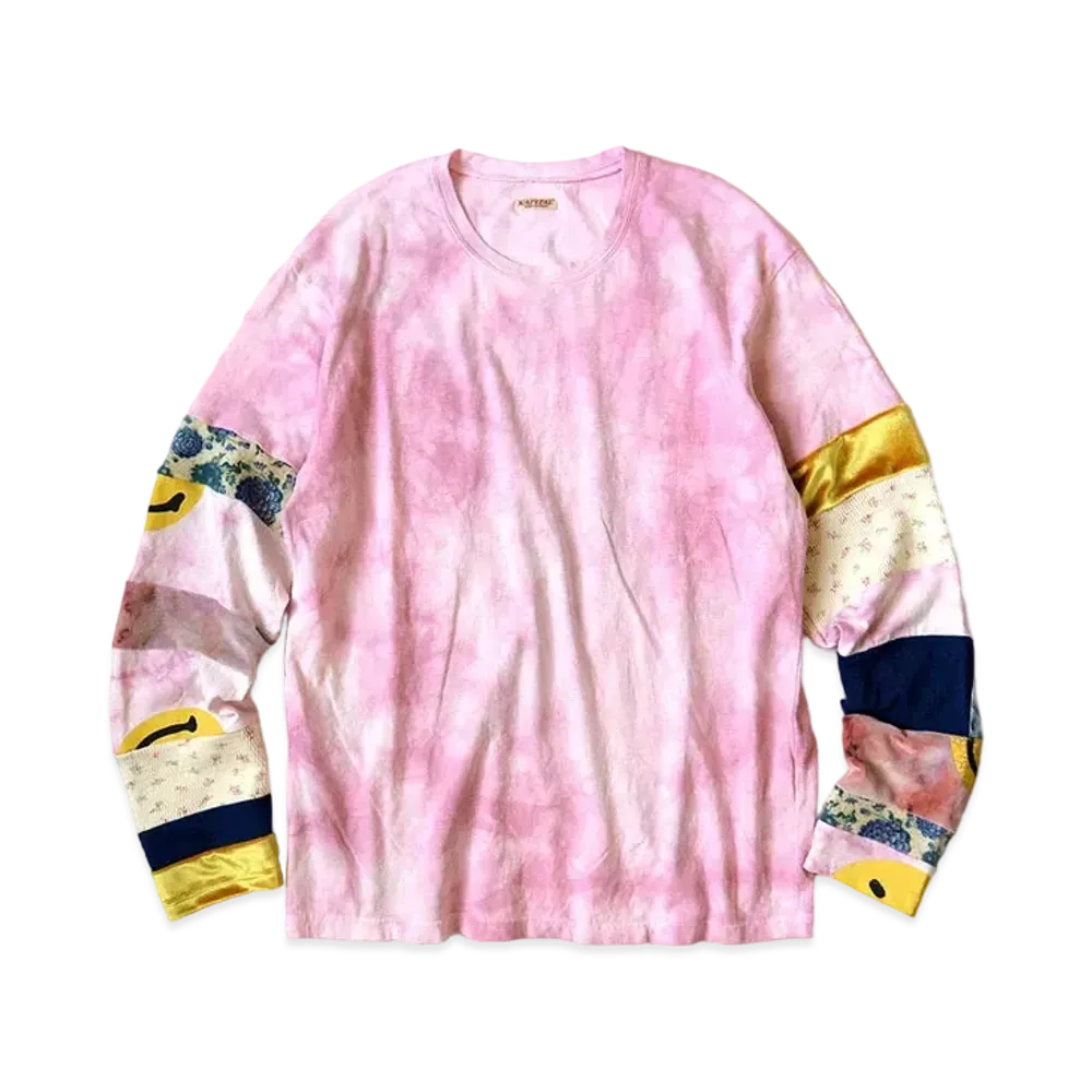 KAPITAL 18.5 / TENGU MURA-DYED HIPPRON T (HAPPY NOMAD PATCH) "Pink"