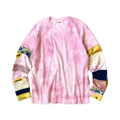 KAPITAL 18.5 / TENGU MURA-DYED HIPPRON T (HAPPY NOMAD PATCH) "Pink"
