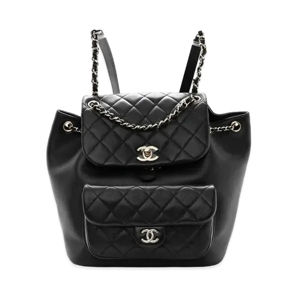 CHANEL Matelasse Chain Backpack Lambskin "Black/Silver"