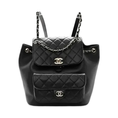 CHANEL Matelasse Chain Backpack Lambskin "Black/Silver"