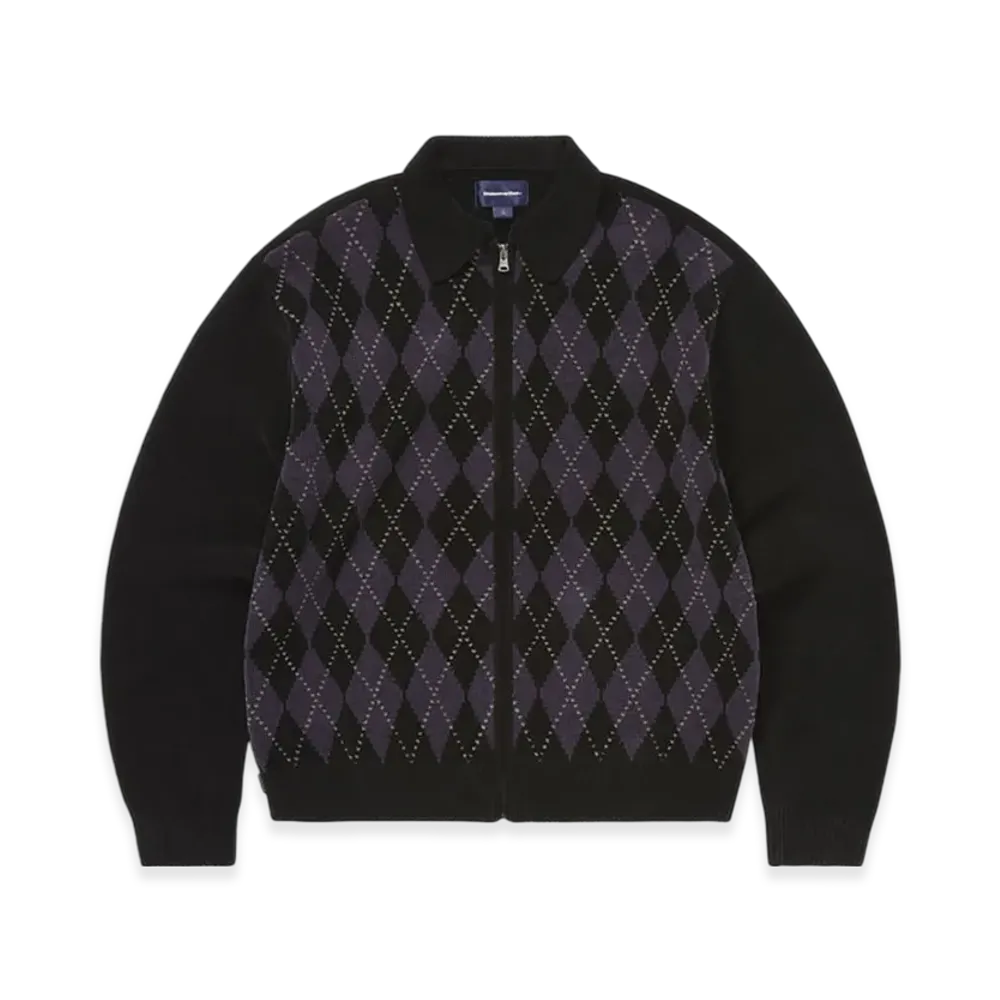 thisisneverthat Argyle Zip Knit Cardigan "Black"