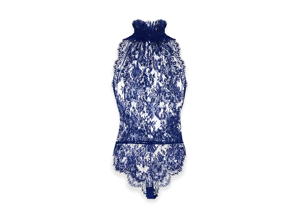 Saint Laurent Women's Lace Bodysuit "Blue"