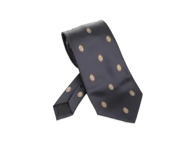 Saint Laurent Wide Tie With Medallion Pattern "Blue"