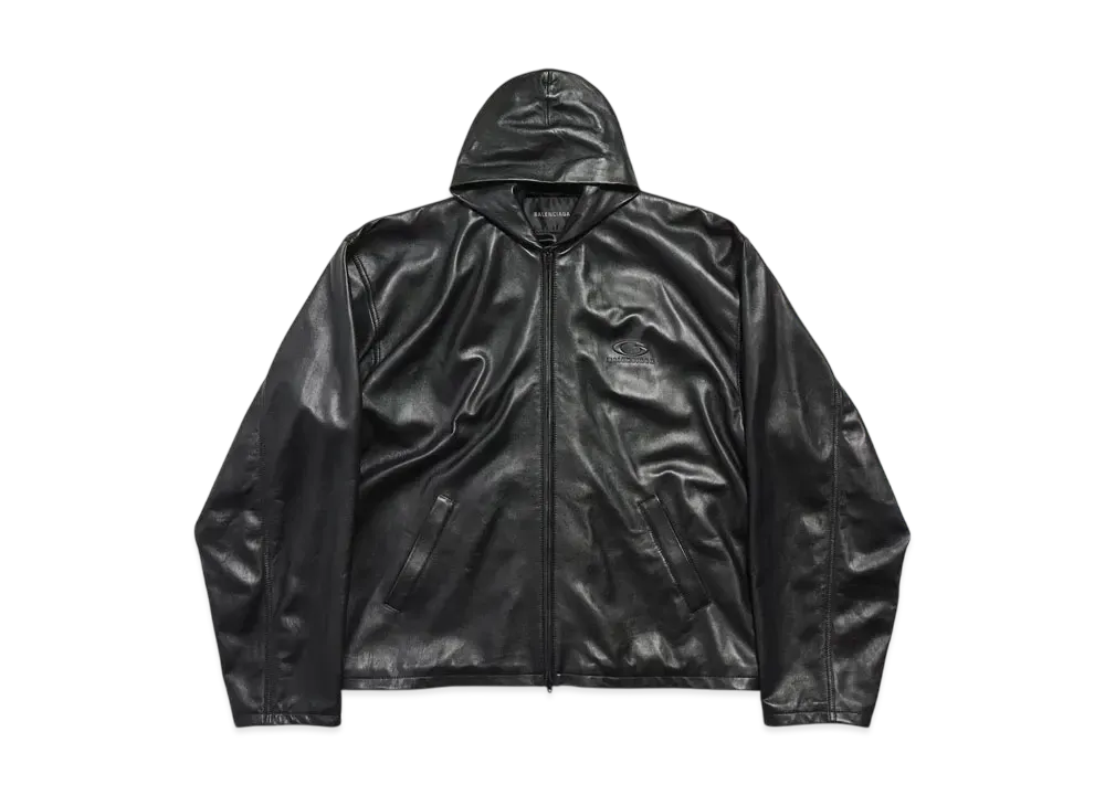 BALENCIAGA Men's Hooded Zip-Up Jacket "Black"