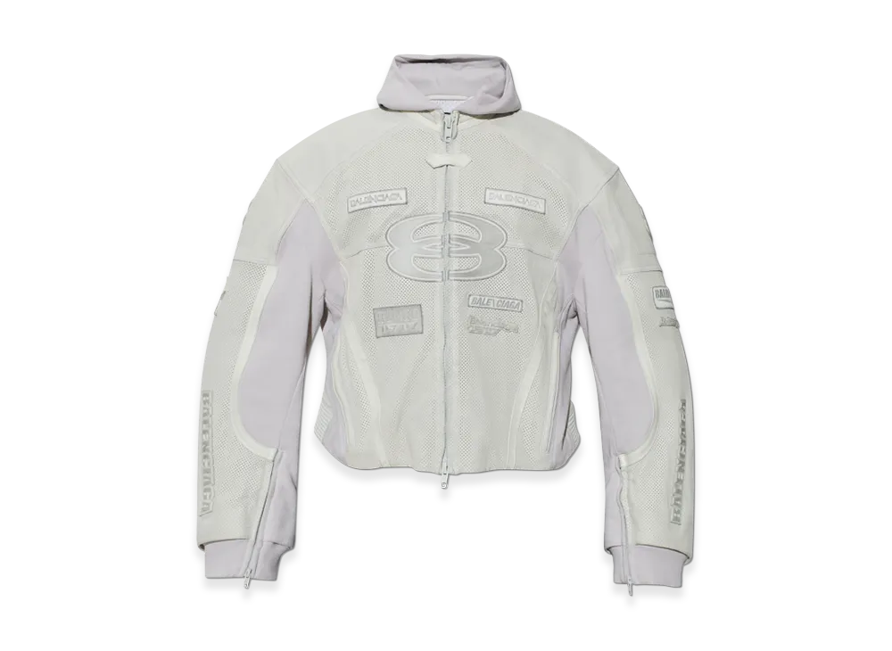 バレンシアガ ハイブリッドバイカージャケット "ダーティホワイト" 830894TSS019012