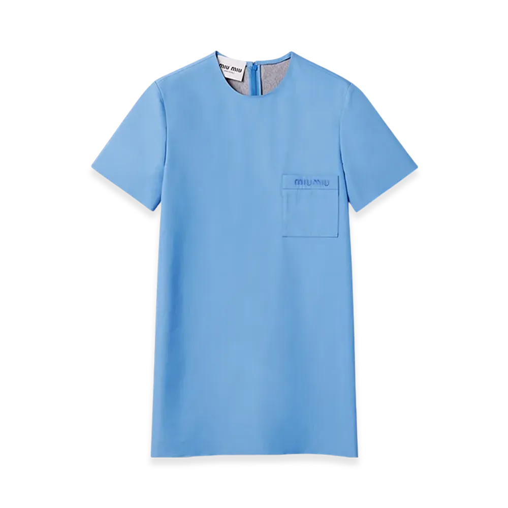 MIU MIU Women's Poplin and Jersey Mini Dress "Sapphire Blue"