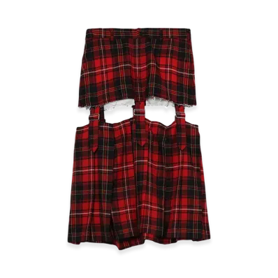 BLACK COMME des GARCONS Check Pleated Skirt "White"