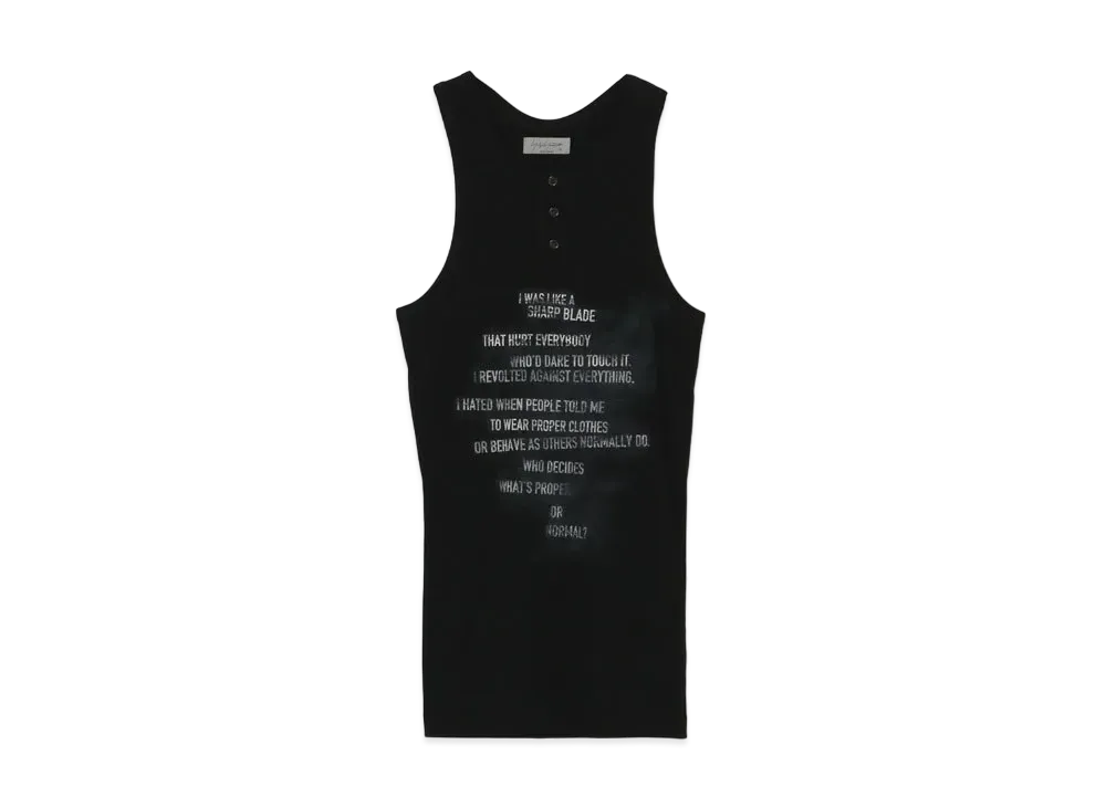 Yohji Yamamoto Pour Homme VINTAGE REAL RIB MESSAGE PRINT HENRY