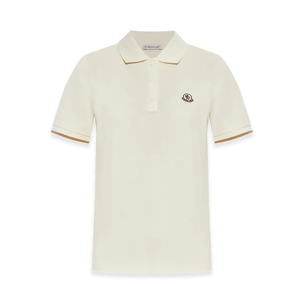 MONCLER Women's Pique Polo Shirt With Logo Patch "White"