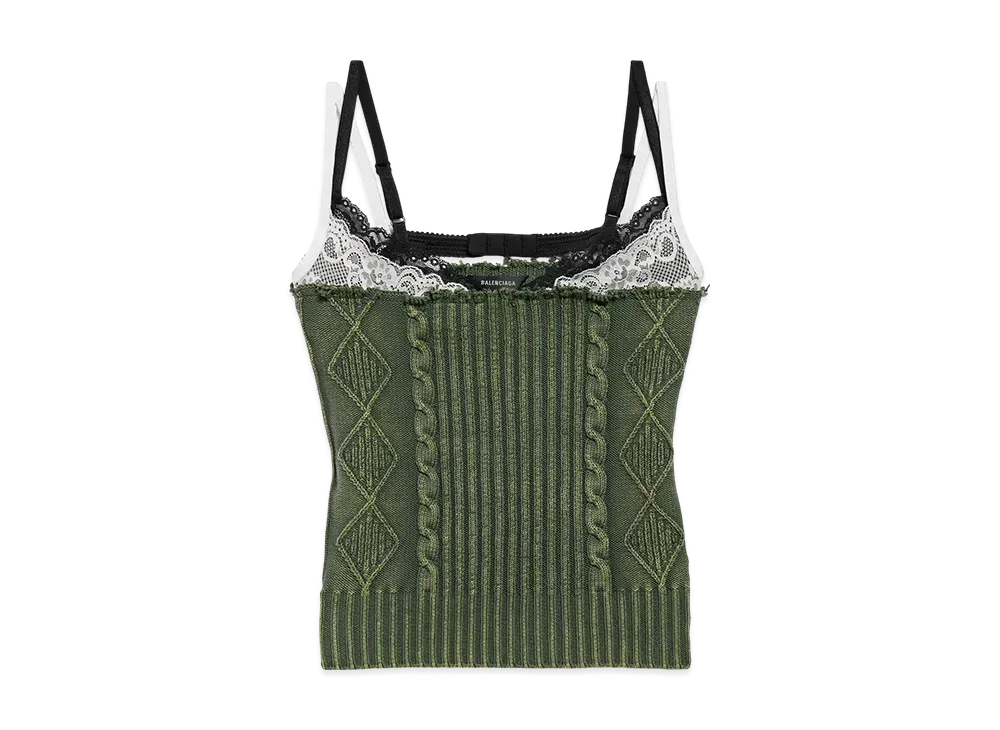 BALENCIAGA Women's Patched Tank Top "Green"
