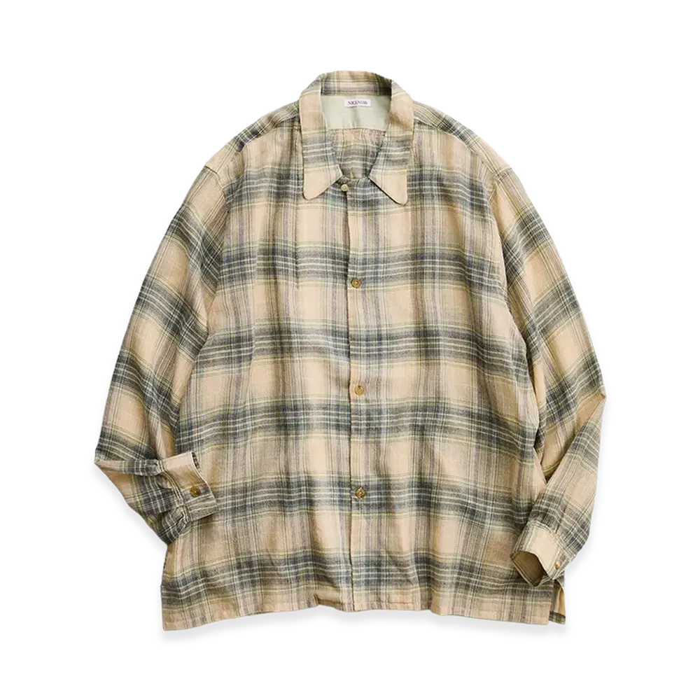 NICENESS Thom Open Collar Jacket Shirt "Light Green"