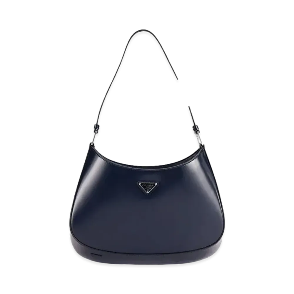PRADA Cleo Brushed Leather Shoulder Bag "Blue"