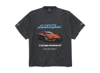 BALENCIAGA Automobili Lamborghini Men's Oversized T-Shirt "Faded Black"