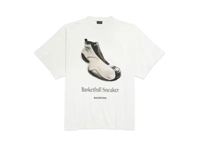 BALENCIAGA Men's Basketball Sneaker T-Shirt Oversized "Dirty Effect White"