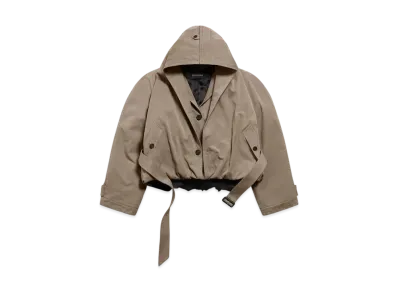 BALENCIAGA Women's Flipped Hooded Trench "Dark Beige"