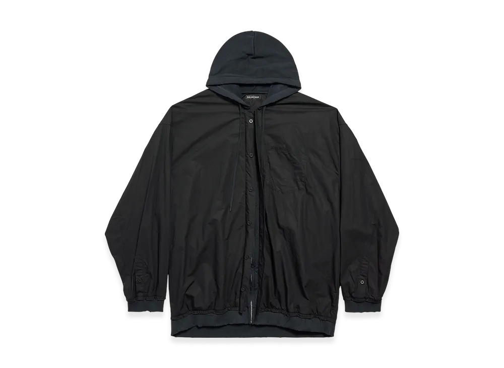 BALENCIAGA Cut Up Hooded Shirt "Black"