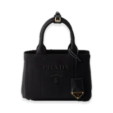 PRADA Cotton Canvas Mini Handbag "Black"