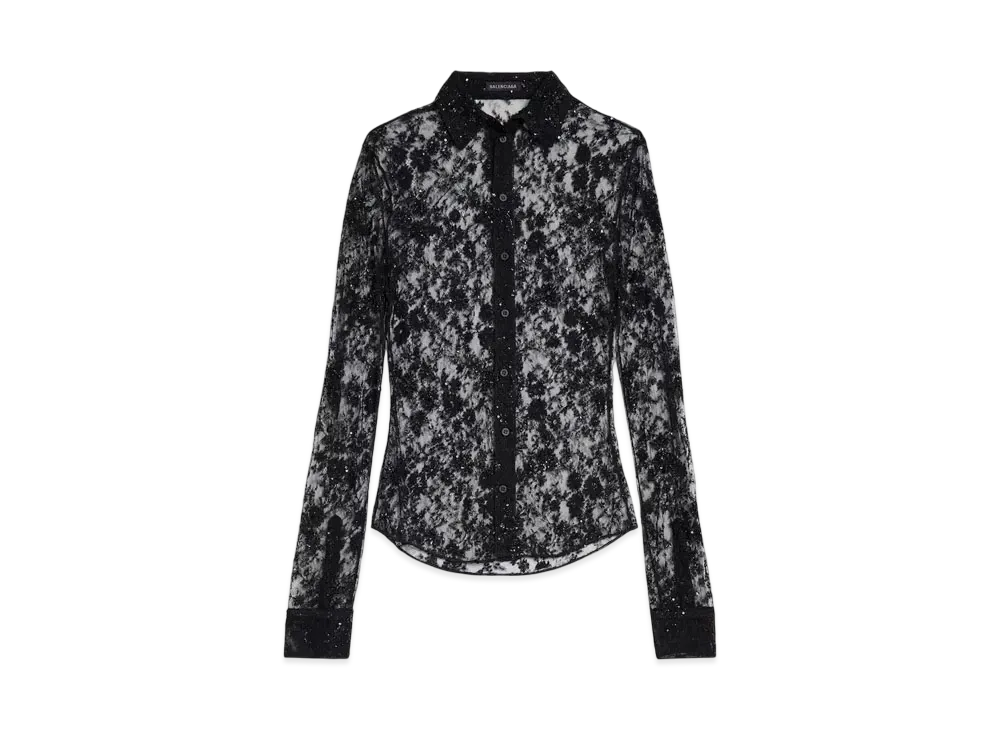 BALENCIAGA Women's Embroidered Fitted Shirt "Black"