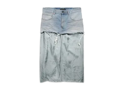 BALENCIAGA Women's Ripped-Off Skirt "Light Blue"
