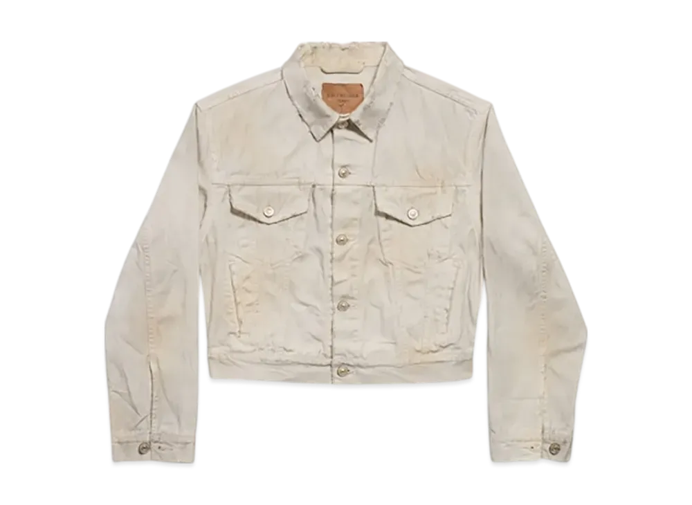 BALENCIAGA Women's Denim Small Fit Jacket "Dirty Effect White"
