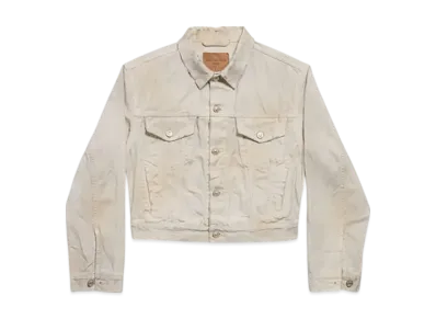 BALENCIAGA Women's Denim Small Fit Jacket "Dirty Effect White"