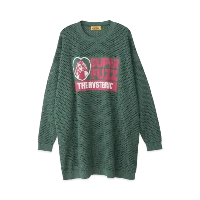 HYSTERIC GLAMOUR Super Fuzz Jacquard Mesh Dress "Green"