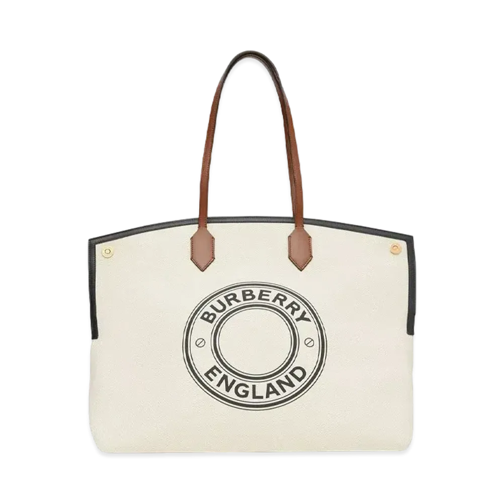 Burberry Large Logo Graphic Cotton Canvas Society Tote "Natural"