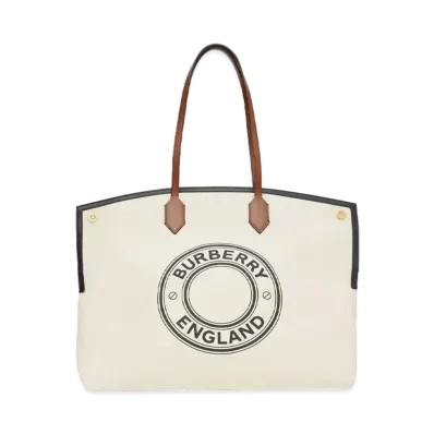 Burberry Large Logo Graphic Cotton Canvas Society Tote "Natural"